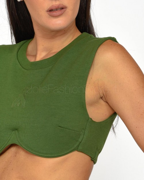 Patrizia Pepe Top Crop in Felpa Green Garden  8M1646 J219 G590