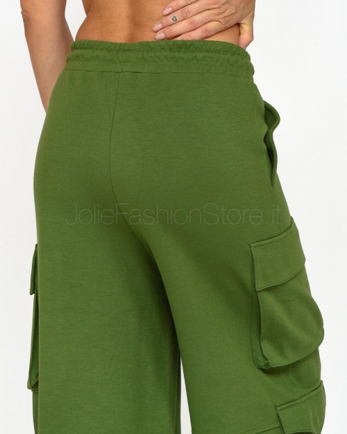 Patrizia Pepe Pantaloni Cargo in Felpa Green Garden  8P0617 J219 G590