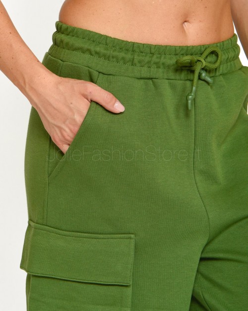 Patrizia Pepe Pantaloni Cargo in Felpa Green Garden  8P0617 J219 G590