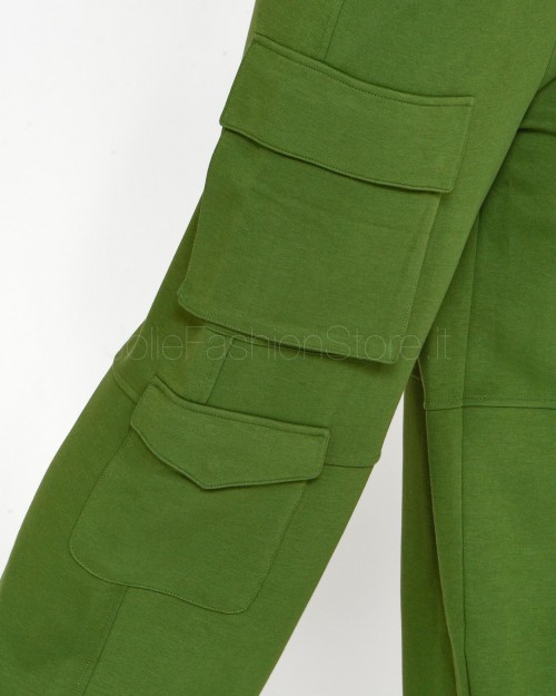 Patrizia Pepe Pantaloni Cargo in Felpa Green Garden  8P0617 J219 G590