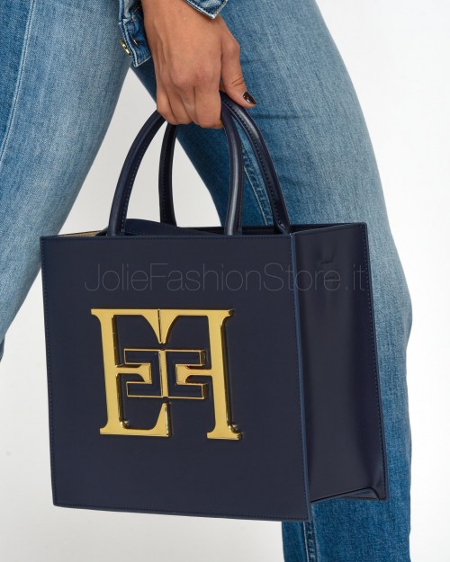 Elisabetta Franchi Borsa Shopping Grande Navy