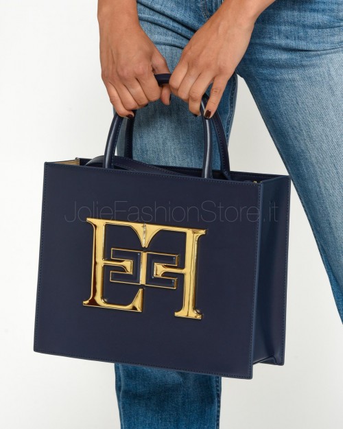 Elisabetta Franchi Borsa Shopping Grande Navy  BS05A46E2 B75