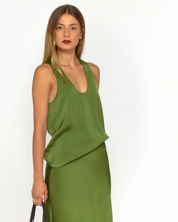 Patrizia Pepe Top in Raso Lucido Green Garden  8C0725 A459 G163