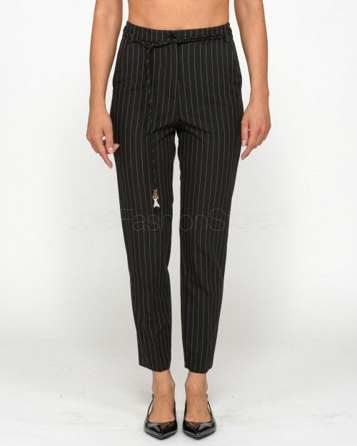 Patrizia Pepe Pantaloni Gessati Black Stripes  8P0614 A457 F1OO