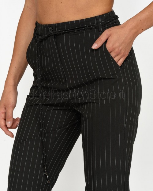 Patrizia Pepe Pantaloni Gessati Black Stripes  8P0614 A457 F1OO