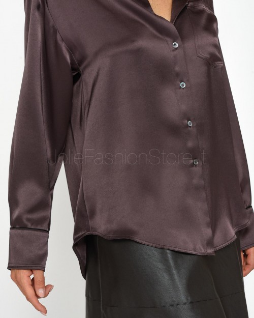 Pinko CIOTOLA SATIN SHIRT JACKET L BROWN-AFRICAN EARTH  104242 A24V M19