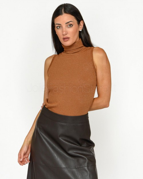 Patrizia Pepe Top Senza Maniche in Lurex Ete. brown lurex