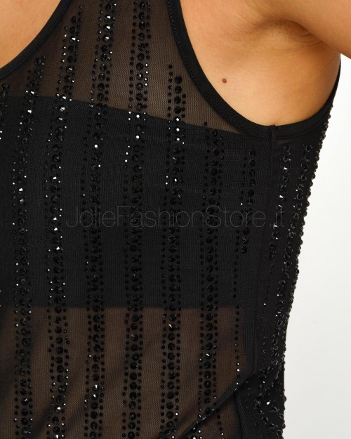 Patrizia Pepe Top con Strass Nero  8M1624 J215 K103