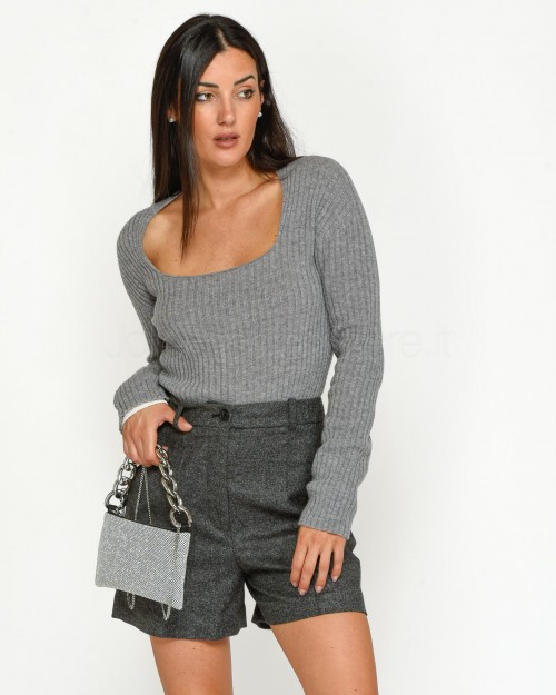 Pinko CYMRIC RIBBED WS SWEATER WITH GREY/WHITE CO