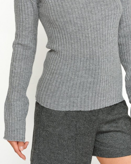 Pinko CYMRIC RIBBED WS SWEATER WITH GREY/WHITE CO  104343 A278 IZ1