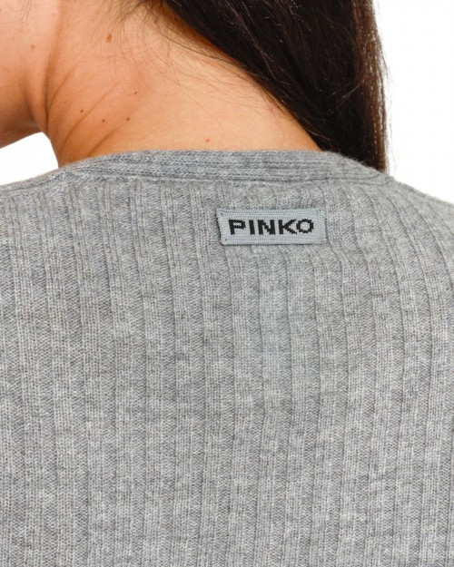 Pinko CYMRIC RIBBED WS SWEATER WITH GREY/WHITE CO  104343 A278 IZ1