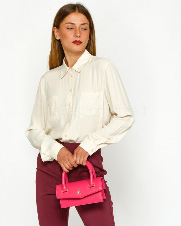 Pinko Silk Blend Shirt with White Smoke Pockets  100124 A1O8 N96