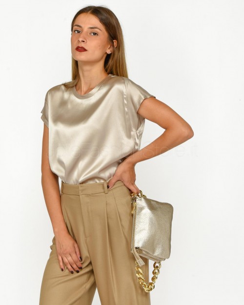 Pinko FARIDA BLOUSE SATIN STRETC SILK NUVOLA SILVER