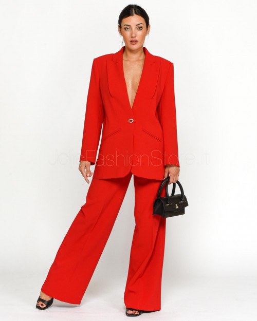 Pinko Giacca in Crepe con Zip Rosso