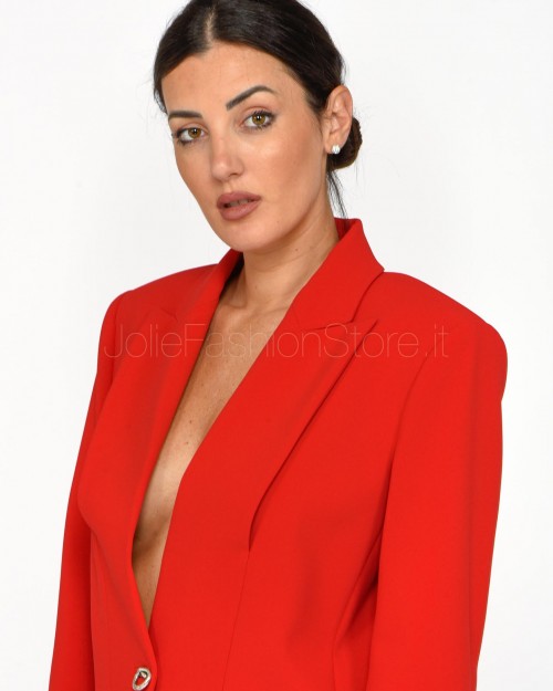 Pinko FONTAINE SALSA RED STRETCH CREPE JACKET  104083 A20Q RA1