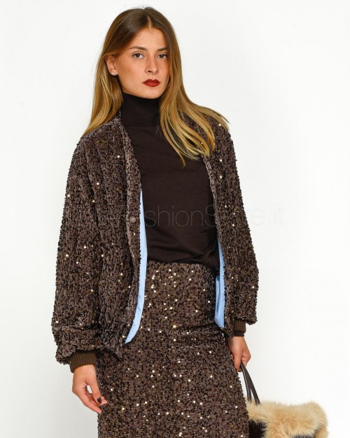 Actualee Bomber in Paillettes Marrone  PW951 MORO