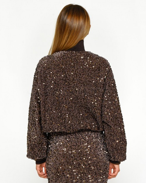 Actualee Bomber in Paillettes Marrone  PW951 MORO