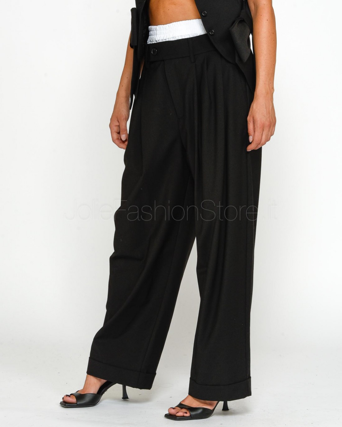 MEIMEIJ PANTALONE NERO/OFF WHITE  M4IH07 10791