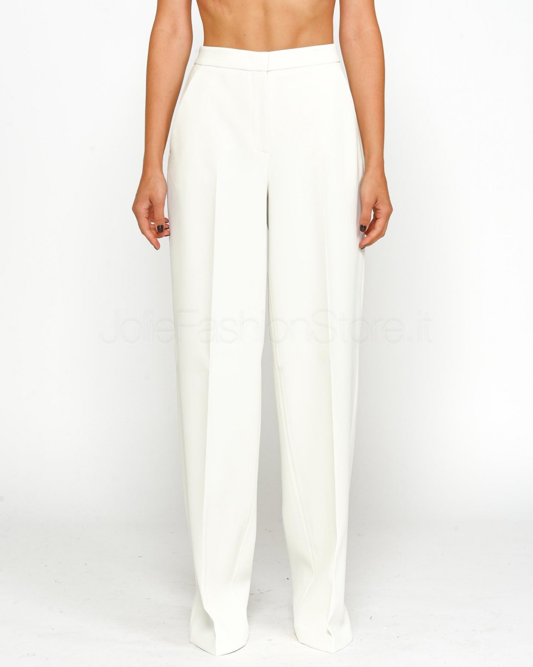 Pinko Pantaloni Palazzo Eleganti in Crepe Bianco  100331 A20Q Z10