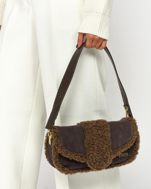 My Best Bag Big Yaya Fur Chocolate Handbag