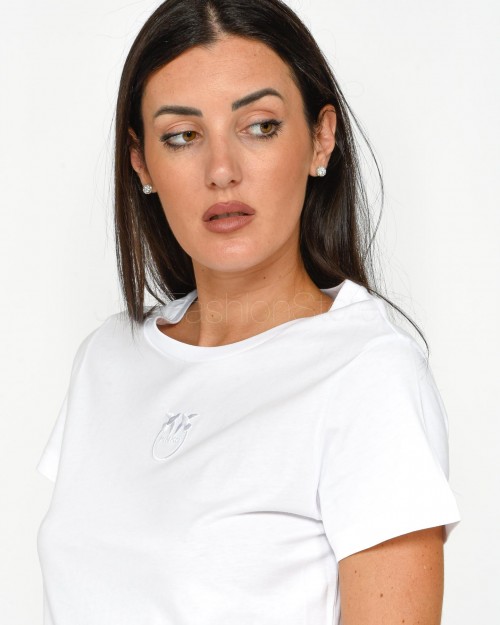 Pinko BUSSOLOTTO T-SHIRT JERSEY OLD WHITE BRILL.  100355 A227 Z04