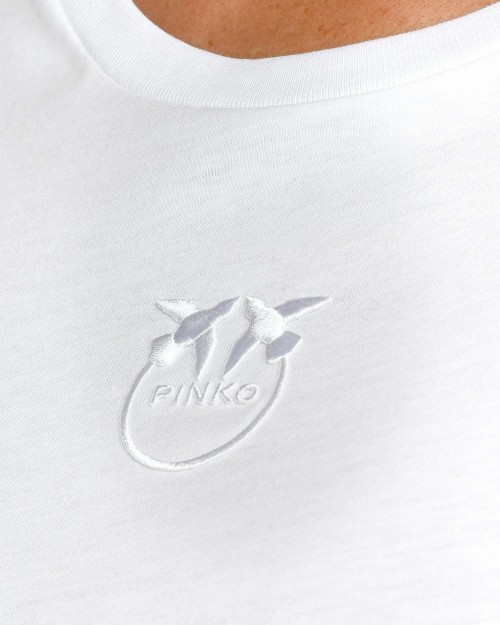 Pinko BUSSOLOTTO T-SHIRT JERSEY OLD WHITE BRILL.  100355 A227 Z04