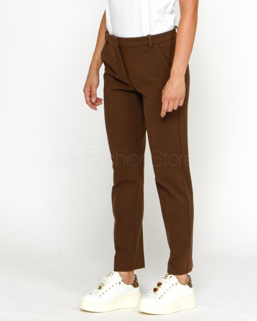 Pinko BEAUTIFUL DARK BROWN FABRIC POINT PANTS