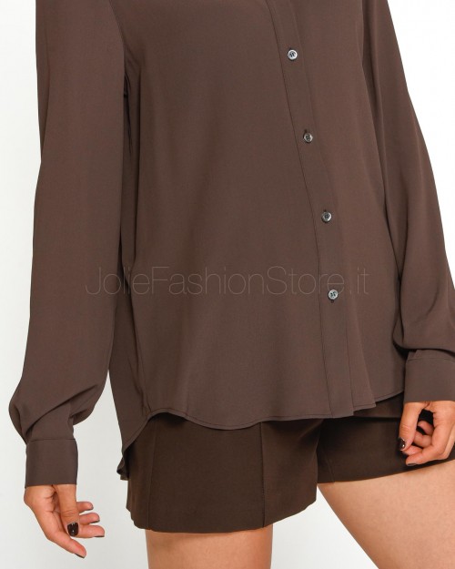 Pinko NEW NORA CREPE DE CHIN SHIRT BROWN-LAND OF AFRICA  104011 A207 M19