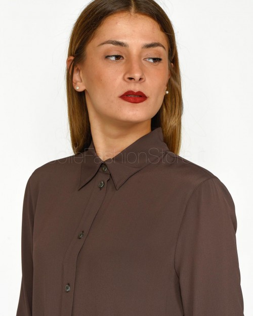 Pinko Camicia in Crepe Misto Seta Marrone  104011 A207 M19