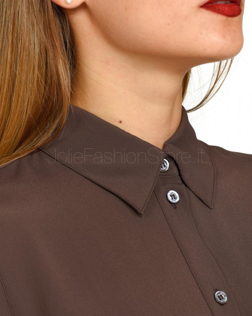 Pinko NEW NORA CREPE DE CHIN SHIRT BROWN-LAND OF AFRICA  104011 A207 M19