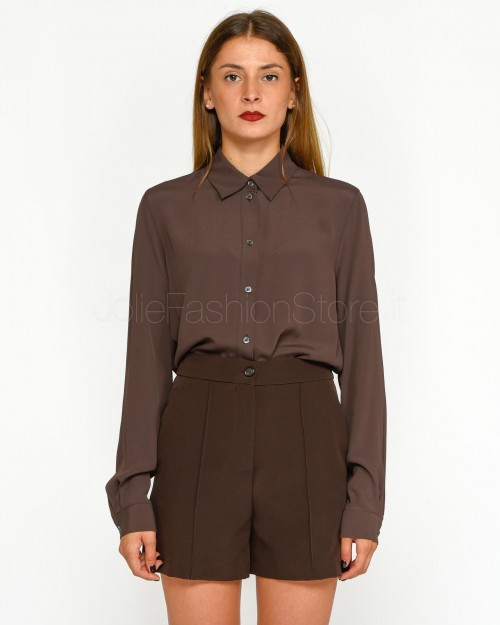 Pinko NEW NORA CREPE DE CHIN SHIRT BROWN-LAND OF AFRICA  104011 A207 M19