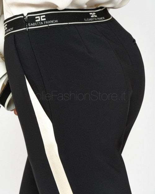 Elisabetta Franchi Pantalone con Banda Laterale Nero  PA01047E2 110