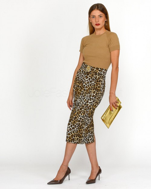 Elisabetta Franchi Gonna Midi Animalier  GO06947E2 B85