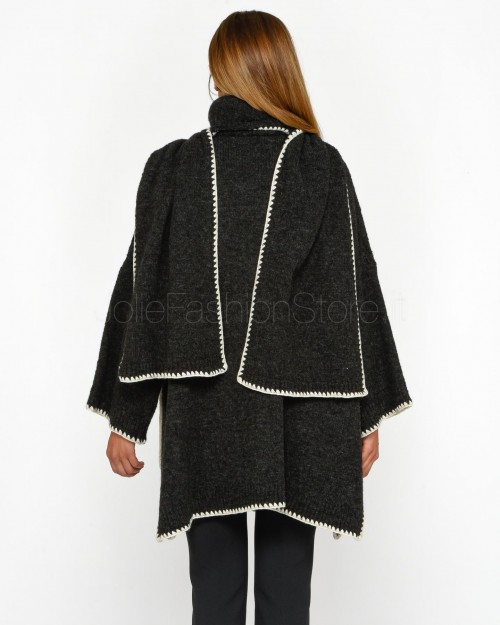 MEIMEIJ CARDIGAN NERO/WHITE WOOL  M4IZ66 10066