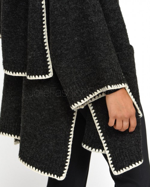 MEIMEIJ CARDIGAN NERO/WHITE WOOL  M4IZ66 10066