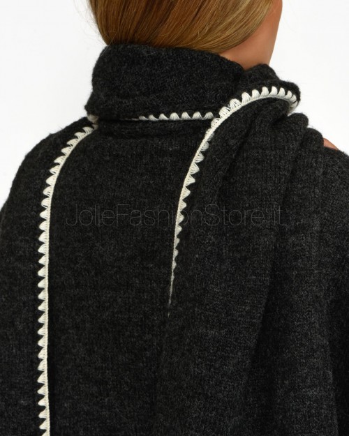 MEIMEIJ CARDIGAN NERO/WHITE WOOL  M4IZ66 10066