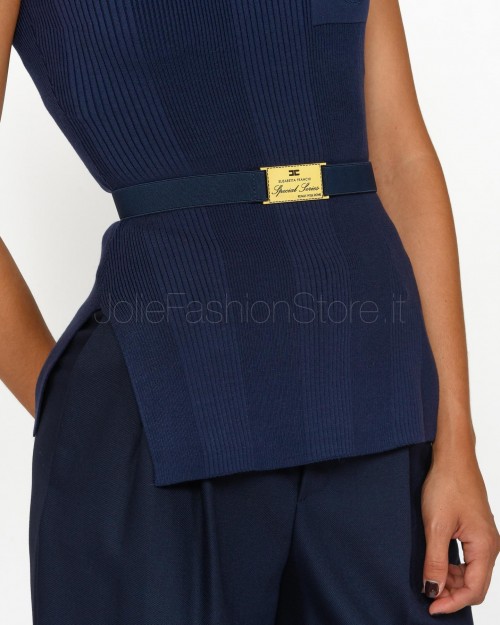 Elisabetta Franchi Top In Maglia Navy  MK14B46E2 B75