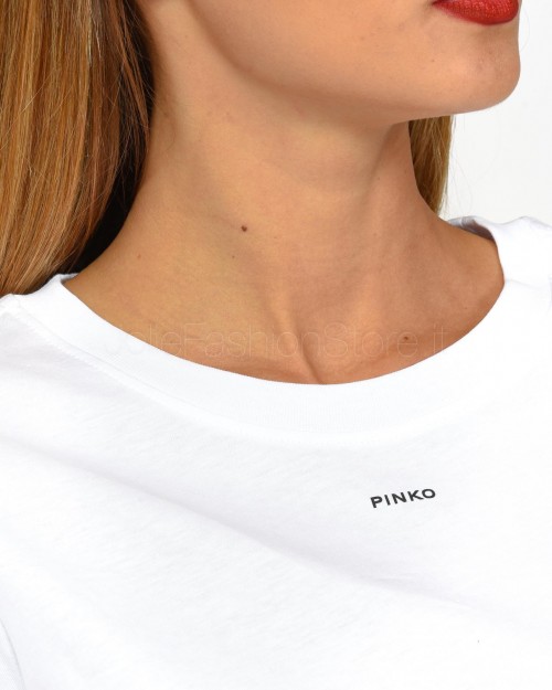 Pinko BASICO T-SHIRT JERSEY OLD WASH WHITE BRILL.  100373 A228 Z04