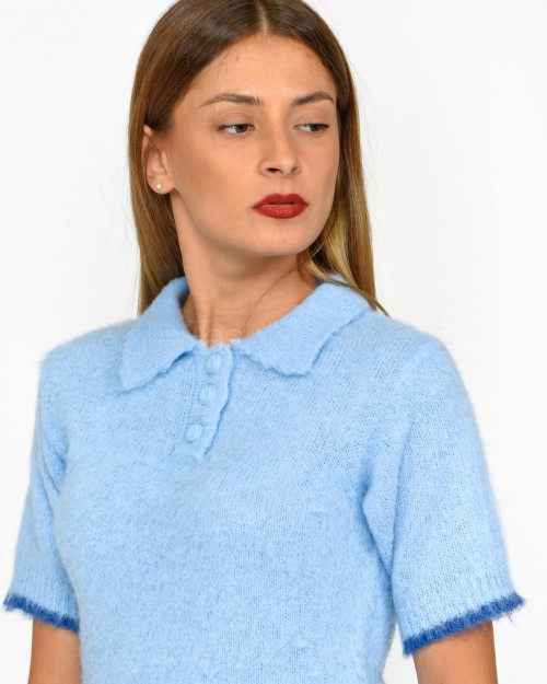 Pinko Polo Misto Alpaca Azzurra  104059 A1BD E86