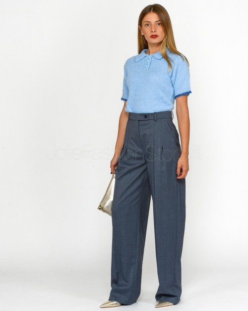 Elisabetta Franchi Pantalone Palazzo Navy  PA06247E2 B75