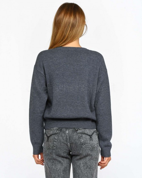 Pinko BURGOS SWEATER 100 %LANA LOGO IN GREY/BLACK  100414 Y7Z4 IZ9