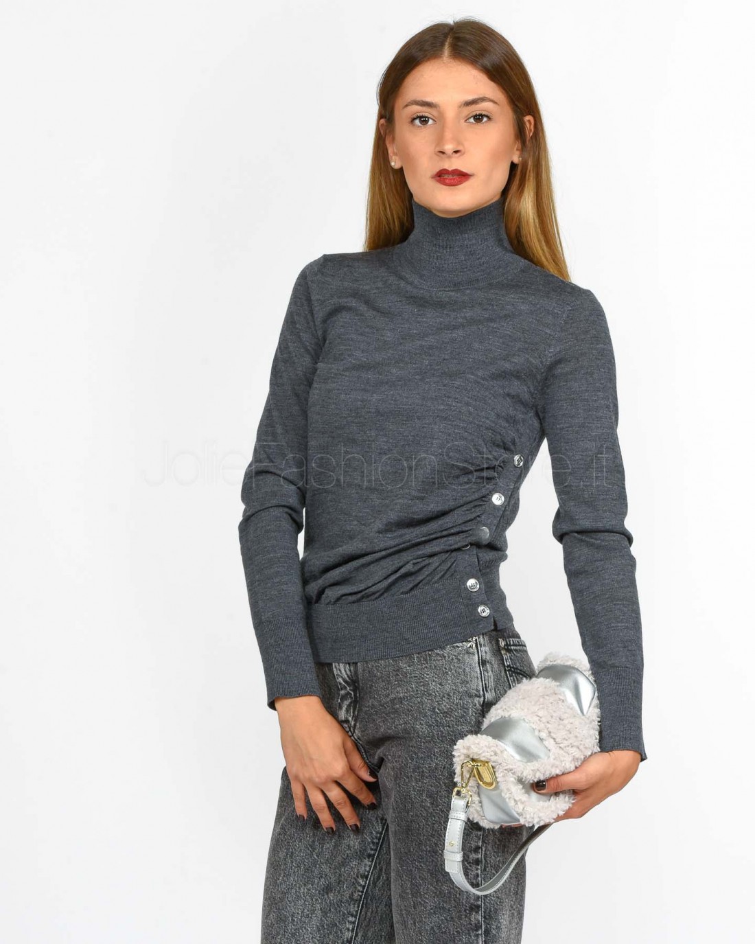 Pinko BUCCIA SWEATER 100% WOOL GRAY - CROW  103932 A189 I76