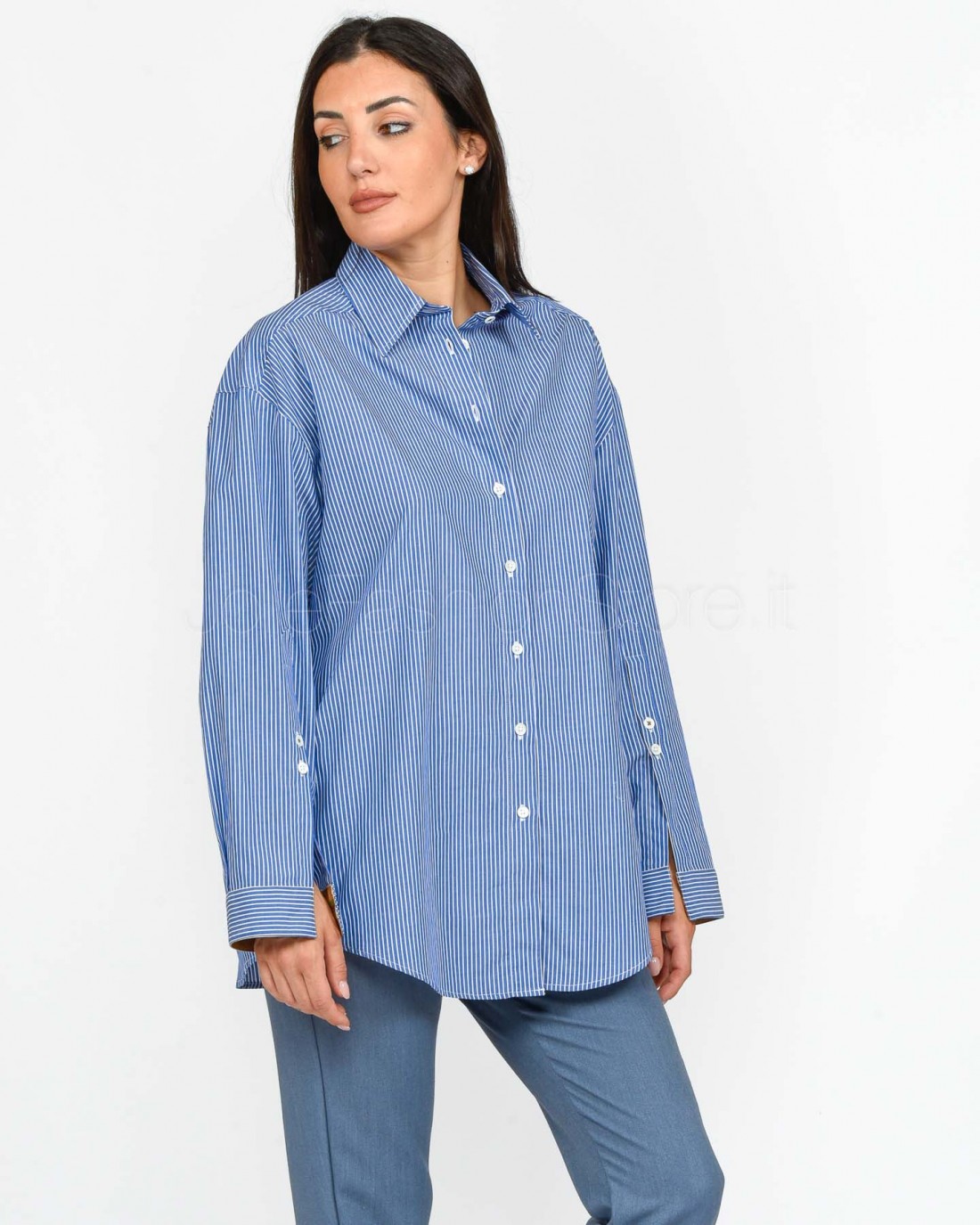 Pinko Camicia a Righe Blu e Bianco  104119 A1Y4 EZ1