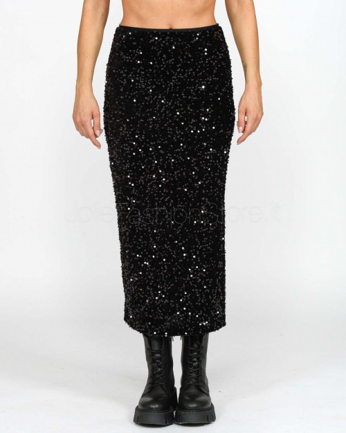 Actualee Gonna Midi in Paillettes Nero  PW1218 NERO