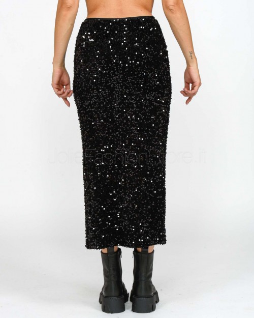 Actualee Gonna Midi in Paillettes Nero  PW1218 NERO