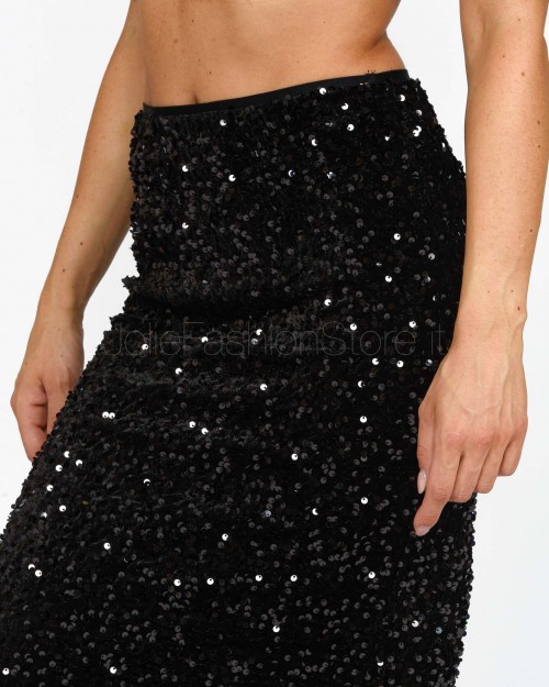 Actualee Gonna Midi in Paillettes Nero  PW1218 NERO