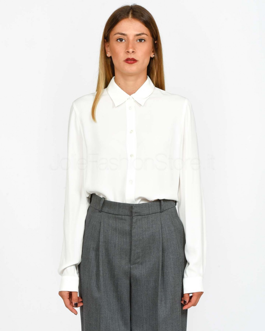 Pinko NEW NORA CREPE DE CHIN SHIRT WHITE-VANILLA ICE CREAM  104011 A207 Z00