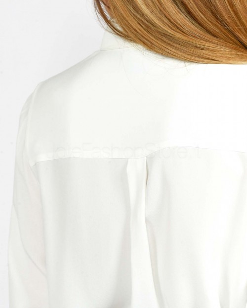 Pinko Camicia in Crepe Misto Seta Bianco  104011 A207 Z00