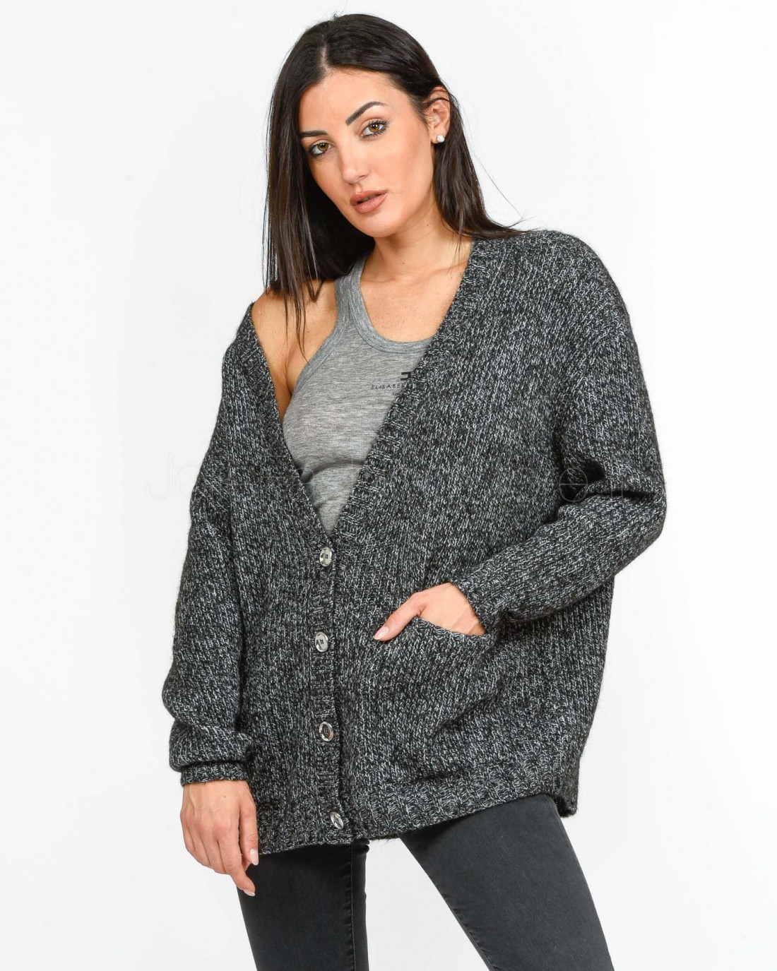 Pinko Cardigan Over Grigio Melange  104115 A247 KZZ