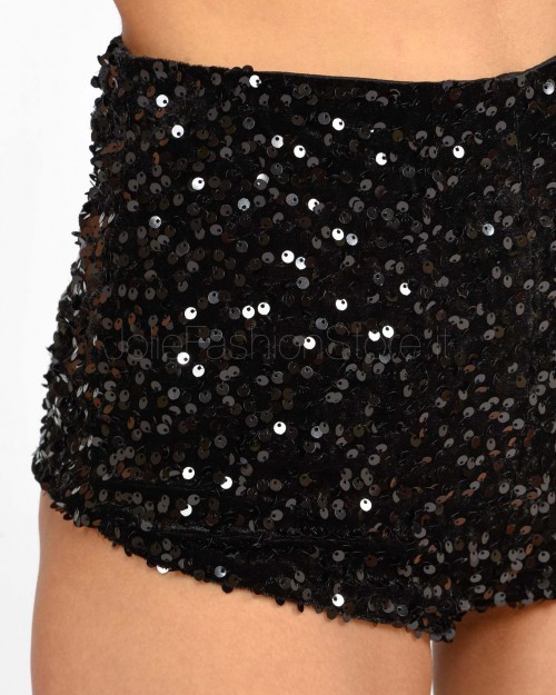 Actualee Shorts in Black Sequins  13170 NERO